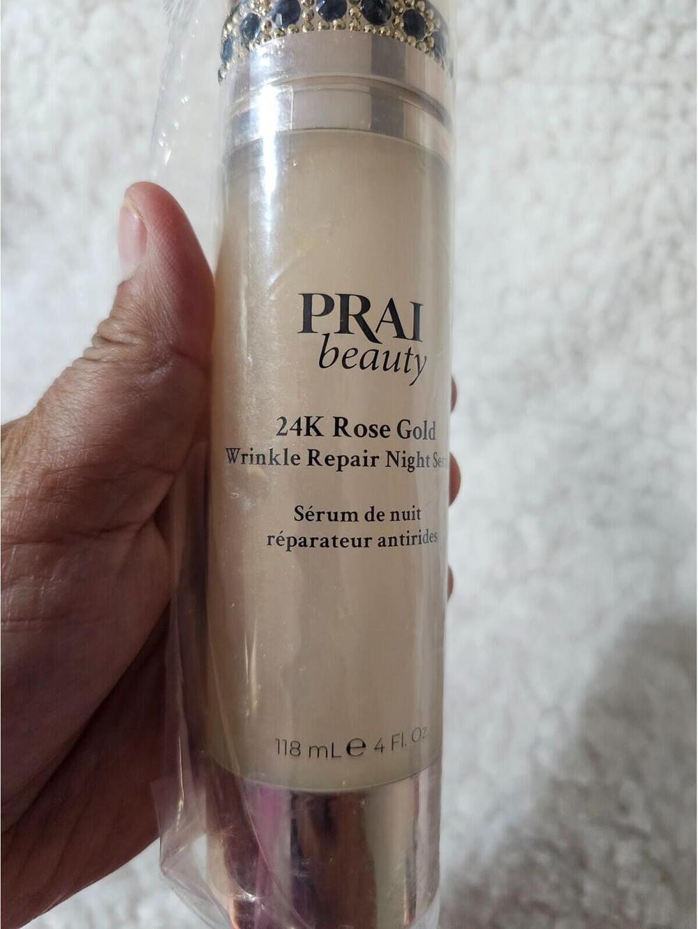 NEW Prai Beauty 24K ROSE Gold Wrinkle Repair NIGHT Serum 4 fl. oz 118 mL Sealed - Picture 7 of 8